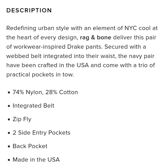 RAG & BONE | Drake navy belted nylon pants - Picture 10 of 10